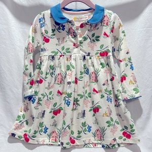 100% cotton dress with button front and sweet barnyard animal print